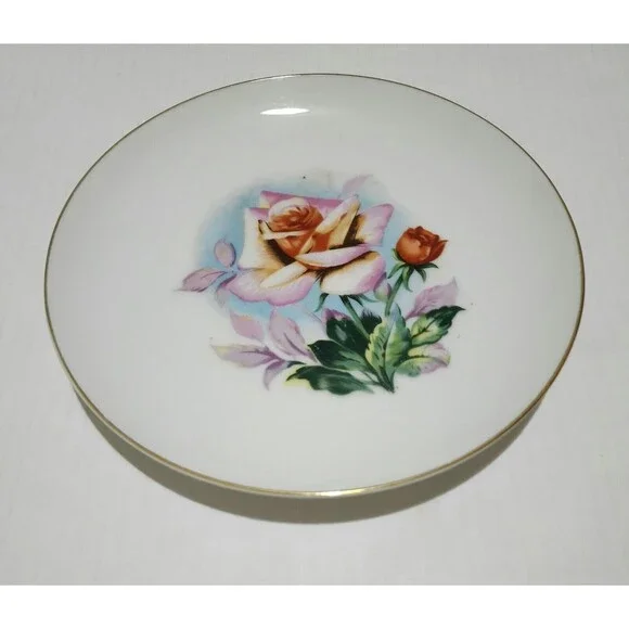 Original Arnart Creation Japan Ceramic Plate Floral Roses 7.75" - Picture 2 of 4